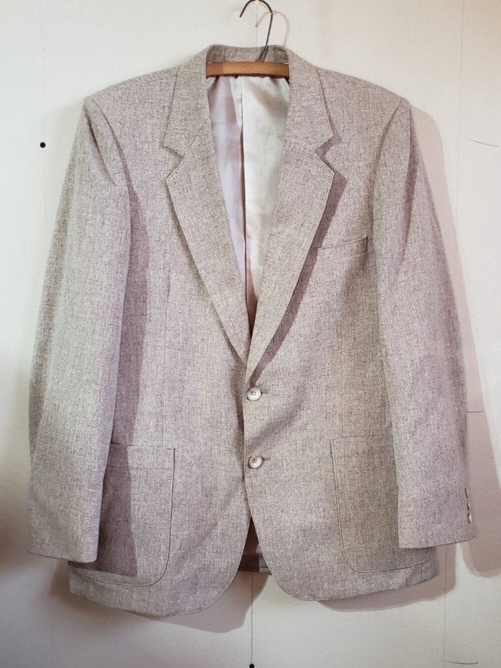 Vintage McTaggarts mens lightweight tan wool two button blazer jacket, size 42R